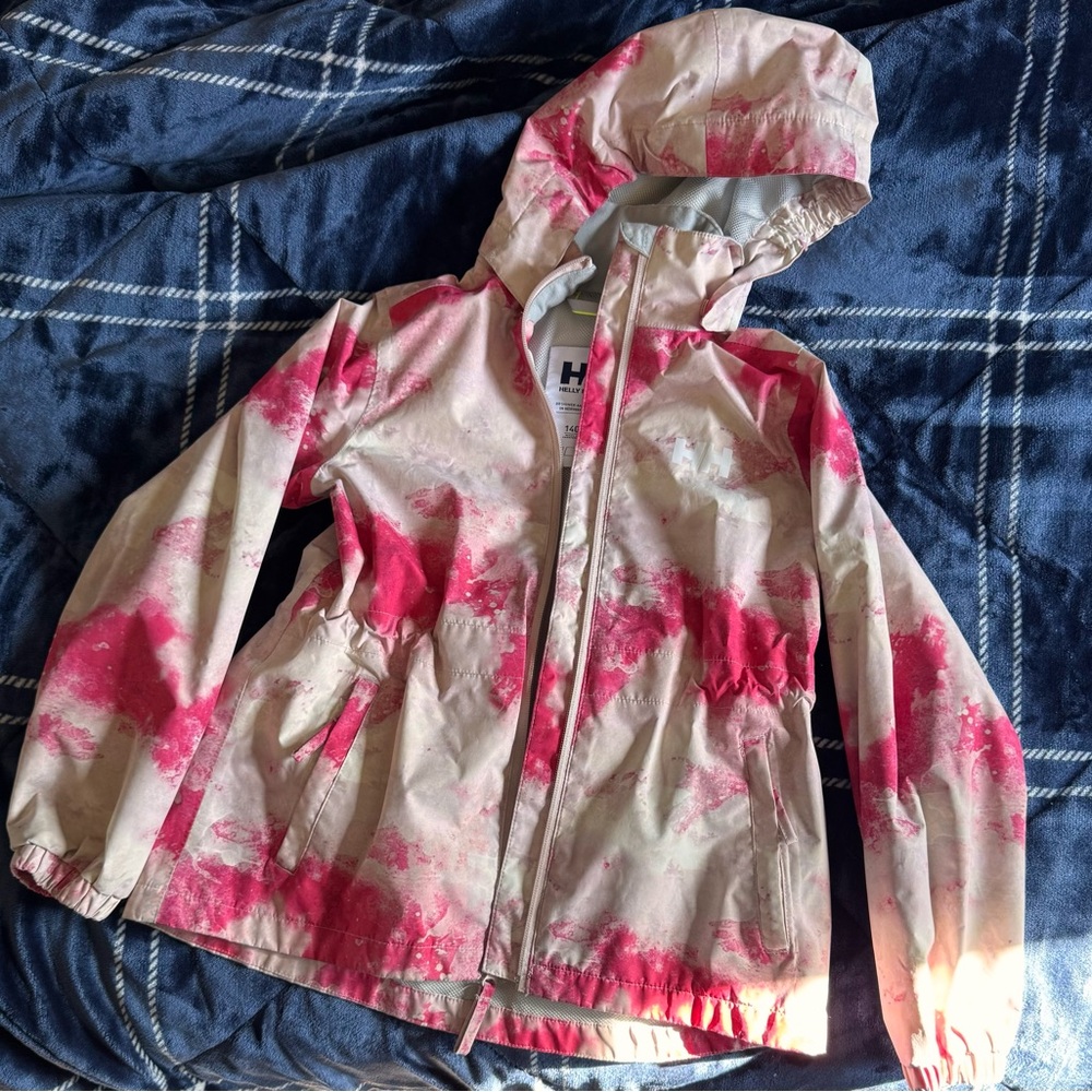 Helly Hansen Pink and Cream Raincoat with Hood